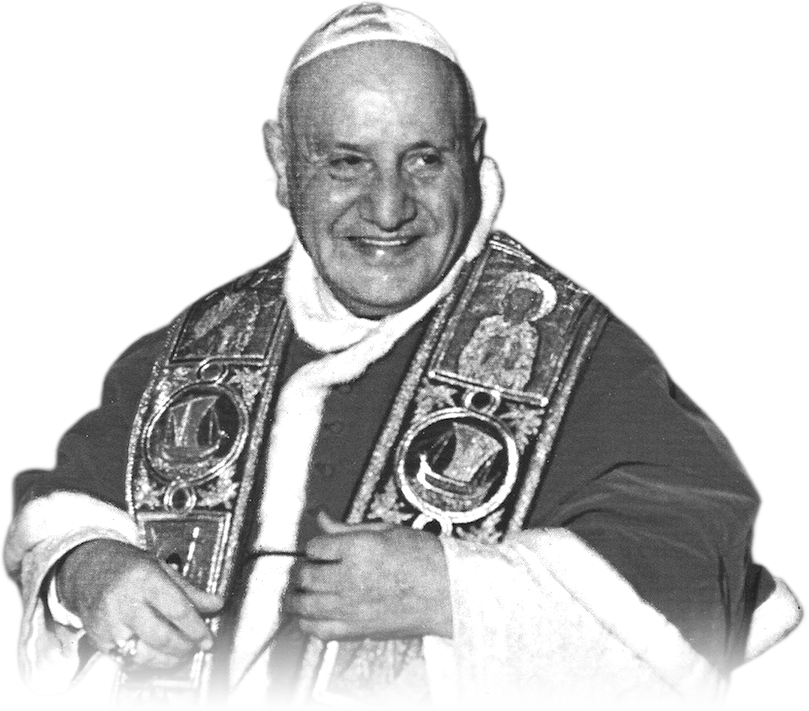 San Giovanni XXIII sorridente, in bianco e nero